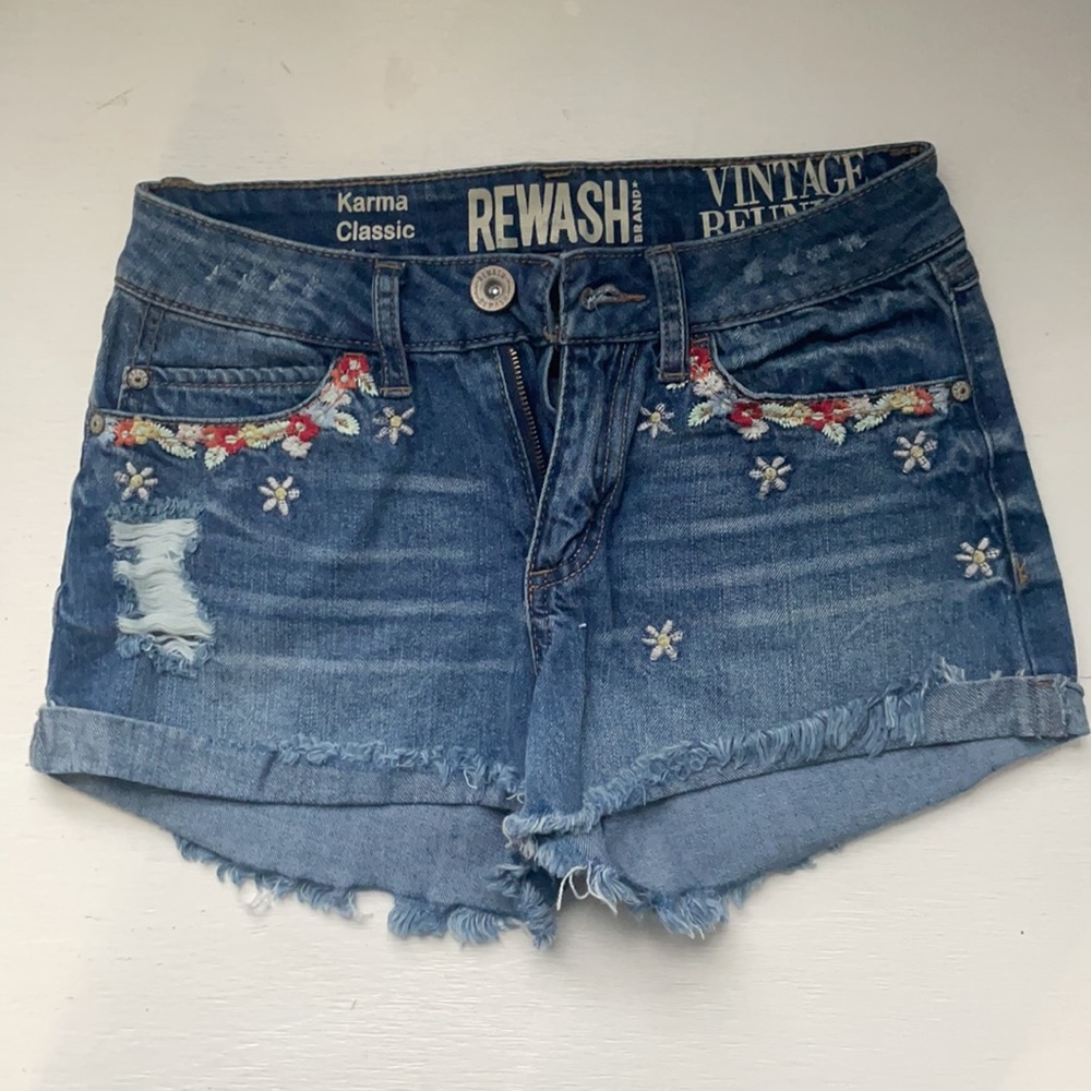 Rewash size 3 flower embroidered Jean shirts